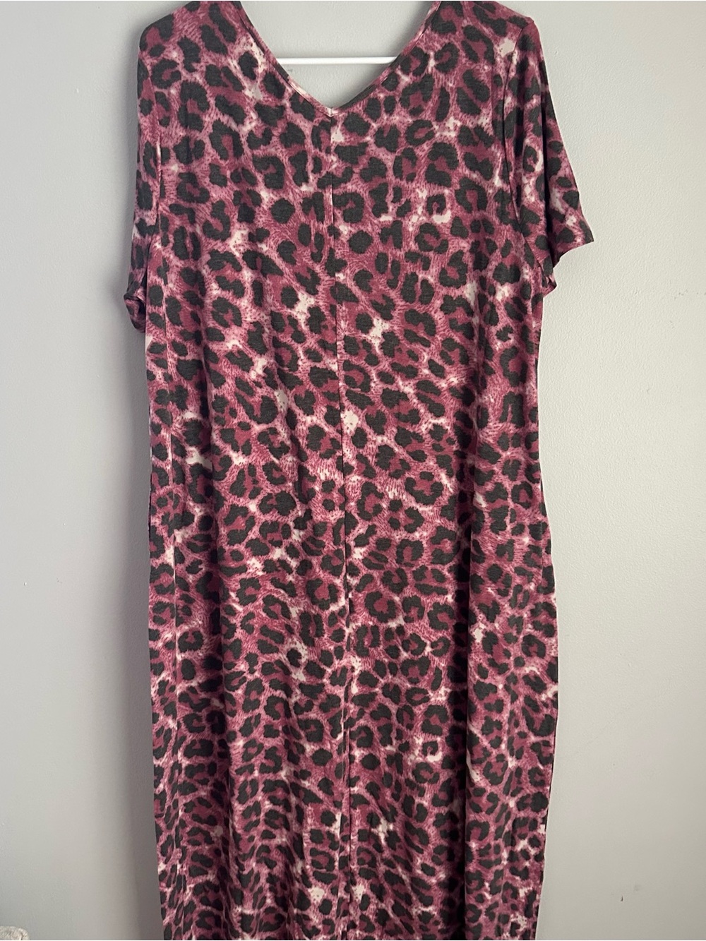 Zenana 1X pink leopard print maxi dress short sleeve cheetah - Picture 3 of 6